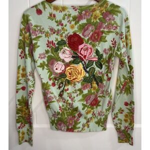 Chelsea & Violet Floral Embroidered Sweater - Green, Red, Pink, Yellow